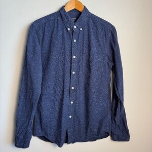 J. Crew‎ Factory Men's M Slim Marled Cotton Button Down Shirt Navy Preppy Office
